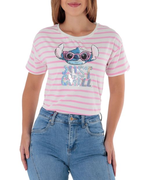 Camiseta St. Jacks estampada de Stitch manga corta para mujer