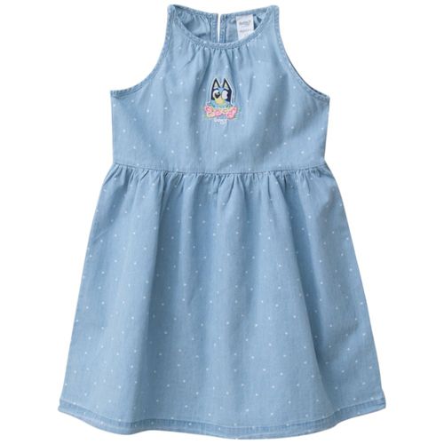 Vestido azul con estampado para niña