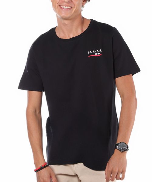Camiseta Orange regular fit negra con estampado "La Chair" para hombre