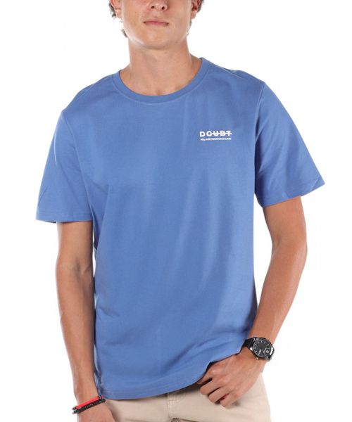 Camiseta Orange regular fit azul con estampado "DOUBT" para hombre