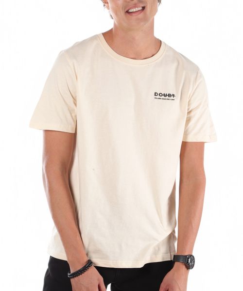 Camiseta Orange regular fit beige con estampado "DOUBT" para hombre