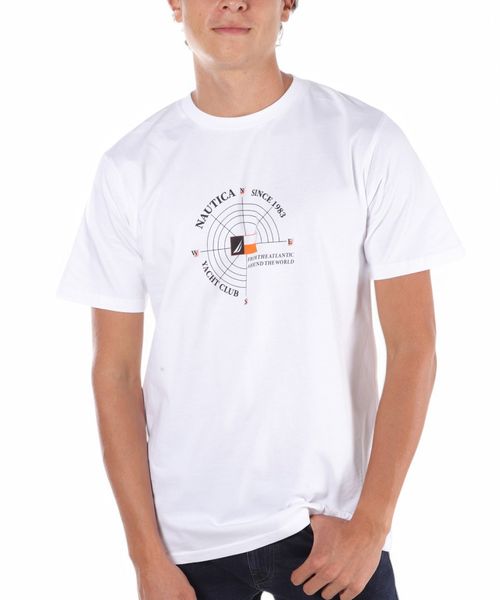 Camiseta regular fit Nautica blanca estampada para hombre