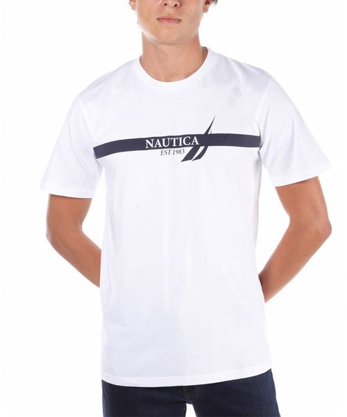 Camiseta regular fit Nautica blanca estampada para hombre
