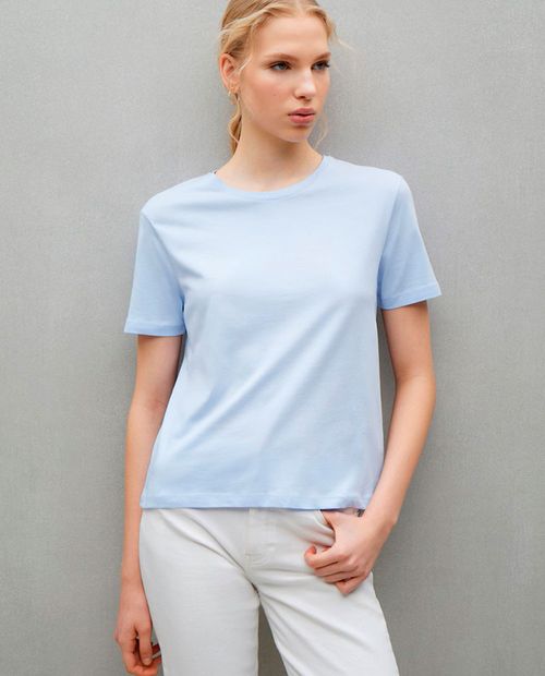 Camiseta Easy Wear celeste manga corta para mujer