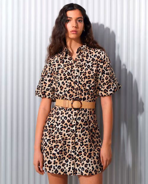 Vestido Easy Wear shirt dress estampado manga corta para mujer