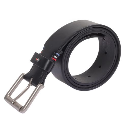 Cinturón tradicional Tommy Hilfiger negro sólido para hombre