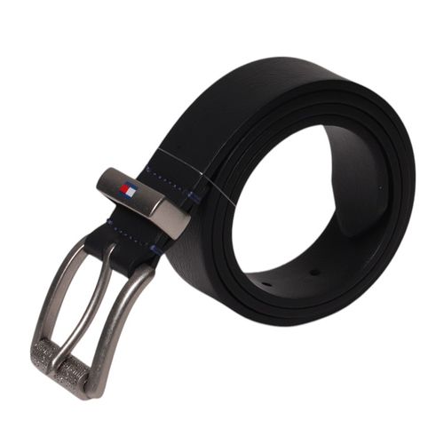 Cinturón tradicional Tommy Hilfiger negro con textura para hombre