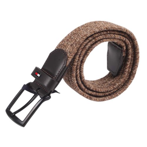 Cinturón tradicional Tommy Hilfiger café tejido para hombre