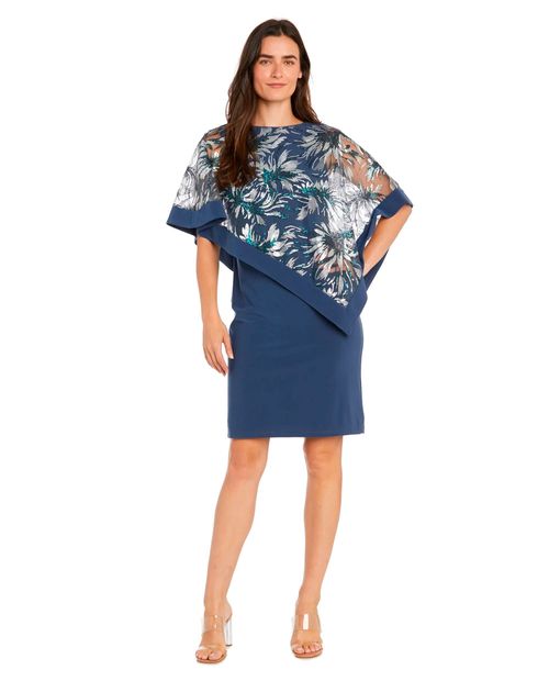 Vestido R&M Richards formal azul sin mangas para mujer