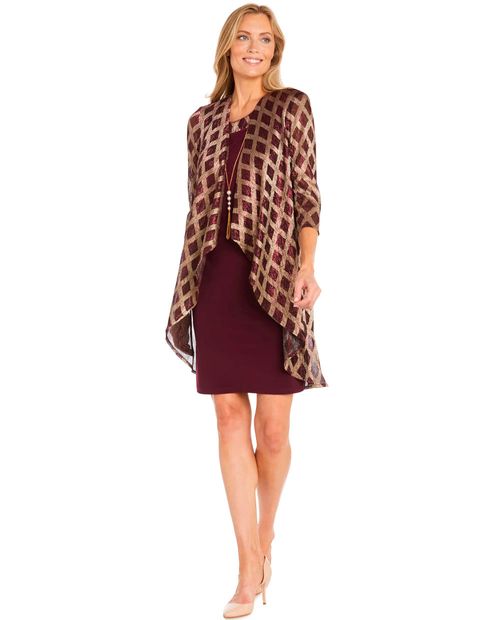 Vestido R&M Richards formal color vino sin mangas para mujer