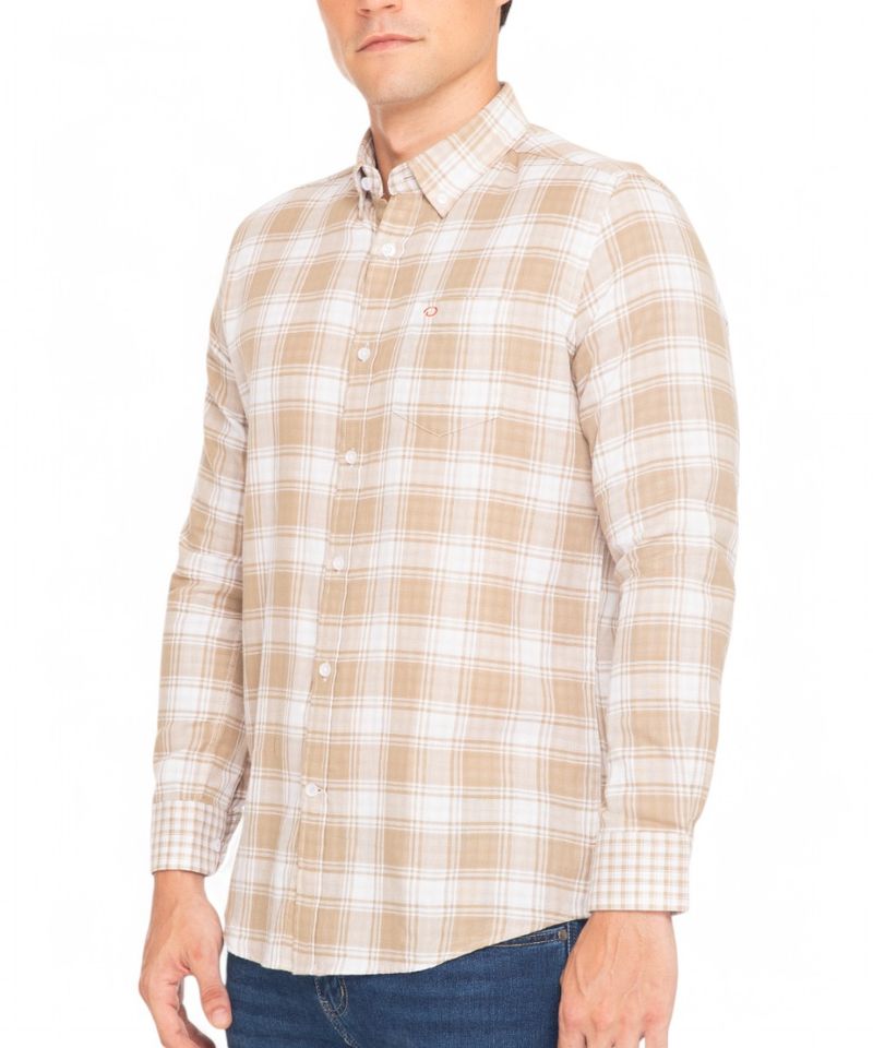 104892856-Camisa-casual-Oscar-de-la-Renta-cafe-cuadriculada-para-hombre