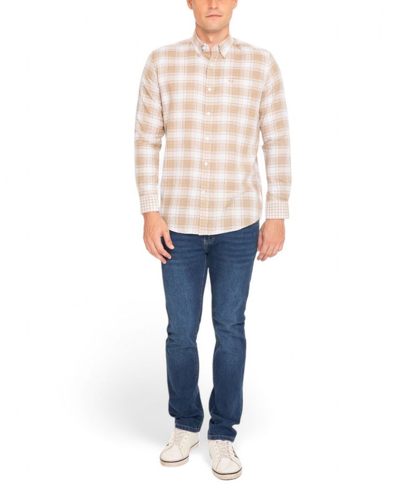 104892856-Camisa-casual-Oscar-de-la-Renta-cafe-cuadriculada-para-hombre