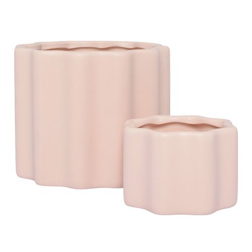 Set de dos macetas de ceramica con diseño ondulado