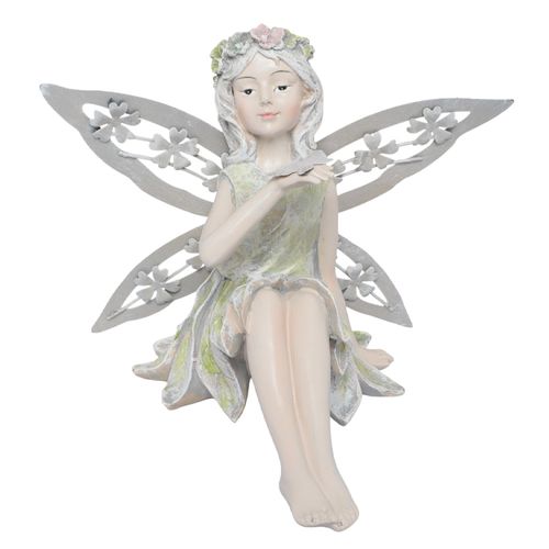 Figura de hada con alas sentada 18 cm