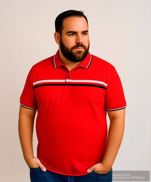 Camisa polo Gents roja con líneas para hombre