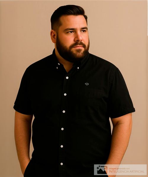 Camisa casual Oscar de la Renta classic fit negra sólida para hombre