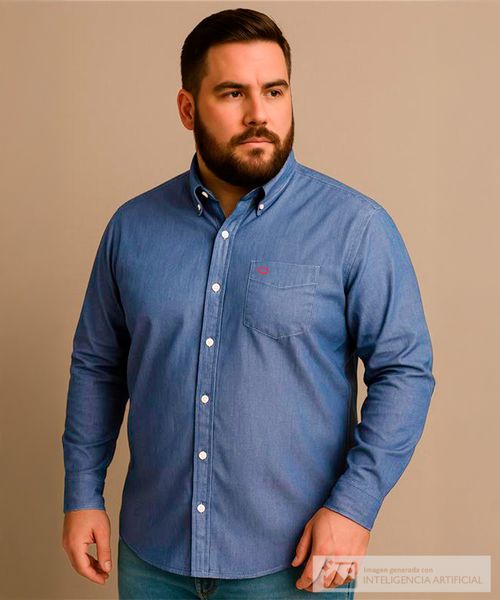 Camisa casual Oscar de la Renta azul heather para hombre