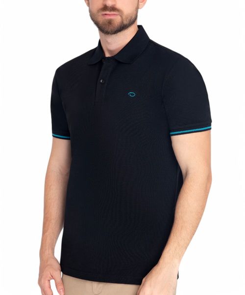 Camisa polo Oscar de la Renta regular fit azul navy texturizada para hombre