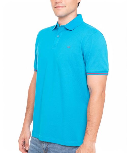 Polo texturizado de corte regular de Oscar de la Renta para hombre en azul claro
