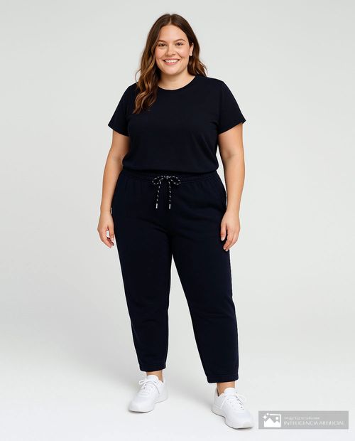 Pantalón Sabrina jogger azul oscuro de cintura alta para mujer