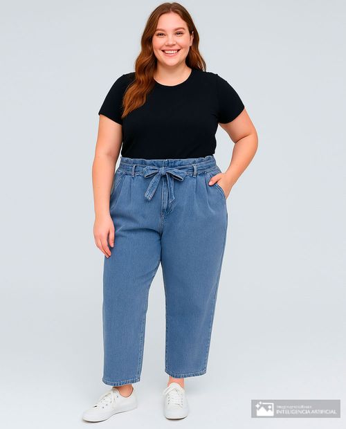 Jeans More Than Angels paper bag denim de cintura alta para mujer