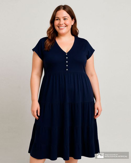 Vestido More Than Angels midi azul mangas cortas para mujer