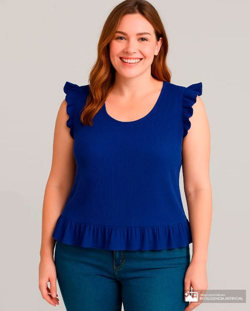 Blusa More Than Angels casual azul manga corta para mujer