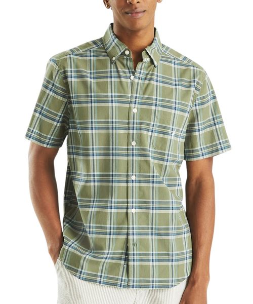 Camisa casual regular fit Nautica verde cuadriculada para hombre