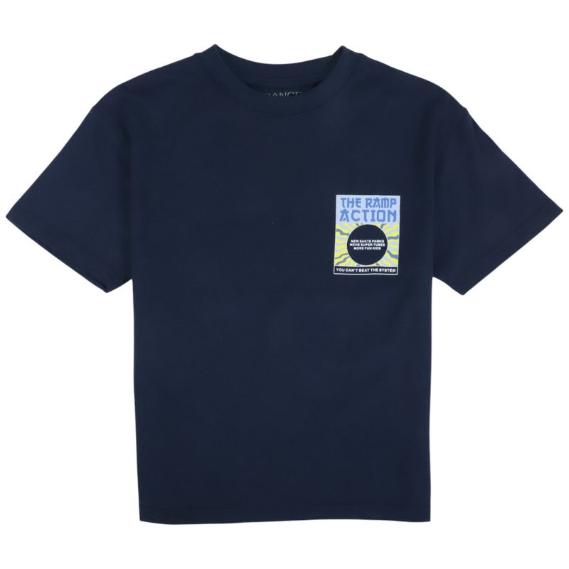 104760069-Camiseta-negra-con-estampado-multicolor-para-niño