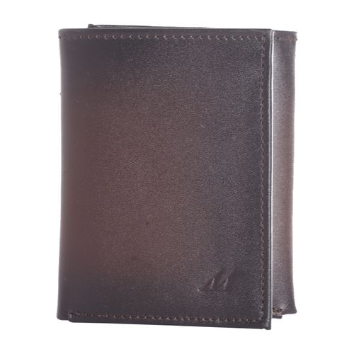 Billetera trifold Manhattan café de cuero para hombre