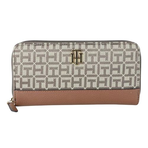 Billetera zip around Tommy Hilfiger beige para mujer