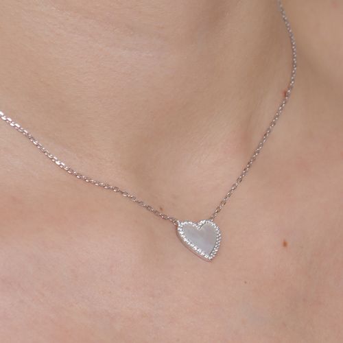 Collar de plata con dije de corazón para 1mm-17.1" mujer
