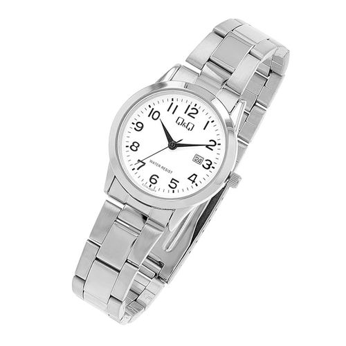 Reloj Q&Q análogo metálico plateado para mujer