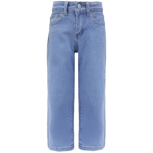 Jeans straight azul sólido para niña