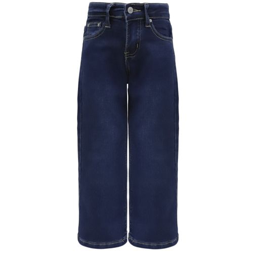 Jeans straight azul sólido para niña