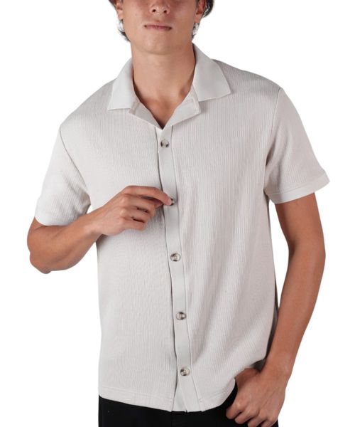 Camisa casual Denim & Flower gris con textura para hombre