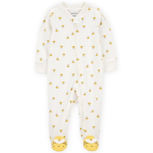 Pijama blanca con estampado de abejita para bebé niña