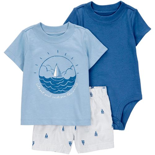 Conjunto de 3 piezas bicolor con estampado para bebé niño
