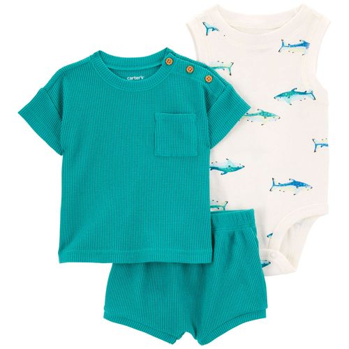 Conjunto de 3 piezas bicolor con estampado para bebé niño