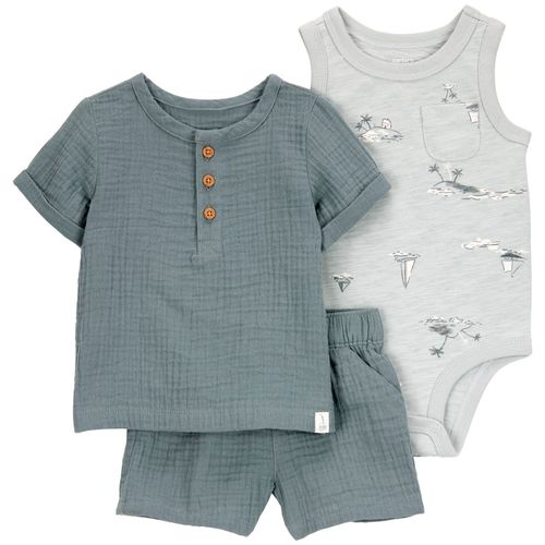 Conjunto de 3 piezas bicolor con estampado para bebé niño