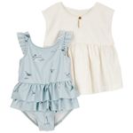 104893372-Traje-y-salida-de-baño-bicolor-con-estampado-para-bebe-niña