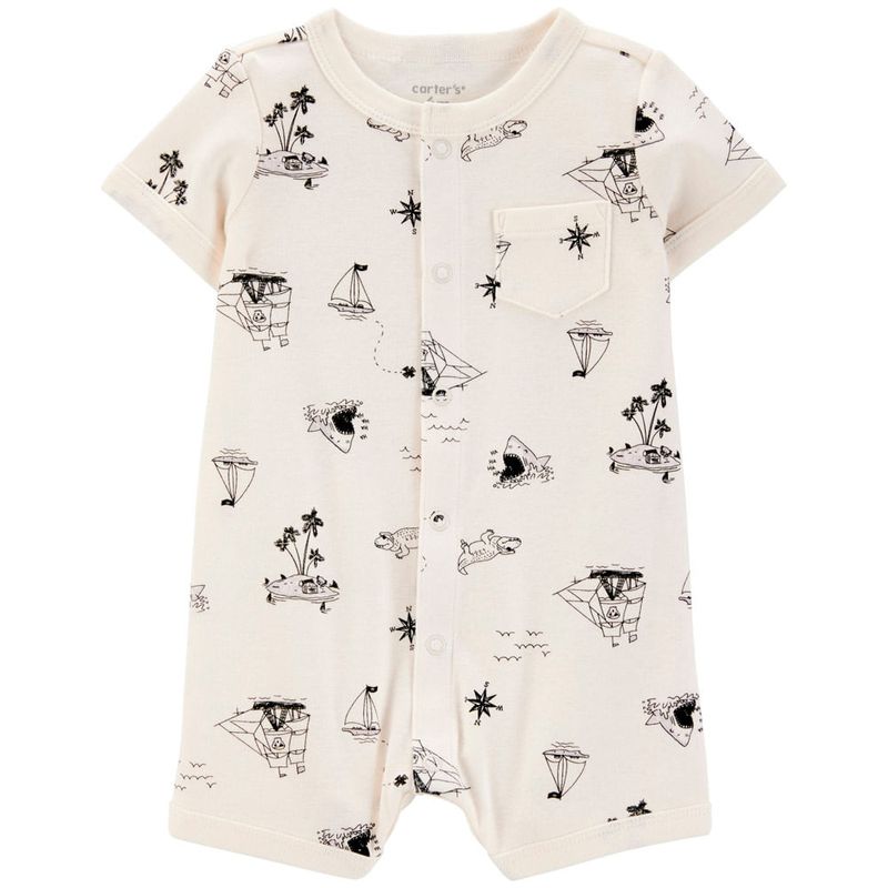 104893417-Romper-beige-con-estampado-para-bebe-niño