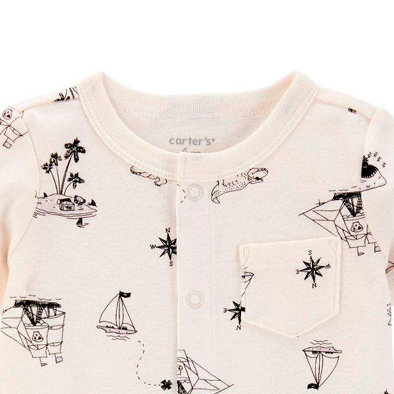104893417-Romper-beige-con-estampado-para-bebe-niño