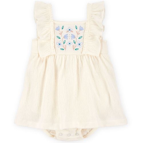 Vestido beige con bordado para bebé niña