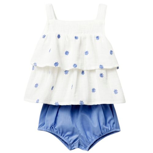 Conjunto de 2 piezas bicolor con bordado para bebé niña
