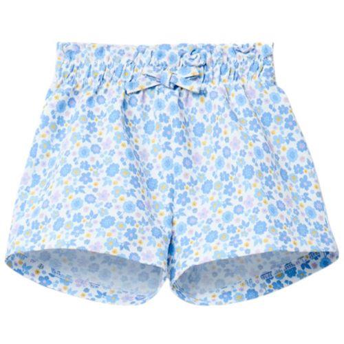 Short celeste con estampado de flores para bebé niña