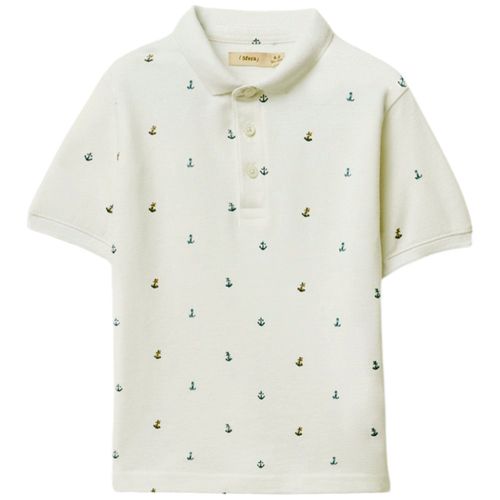 Camisa polo blanca con estampado para niño