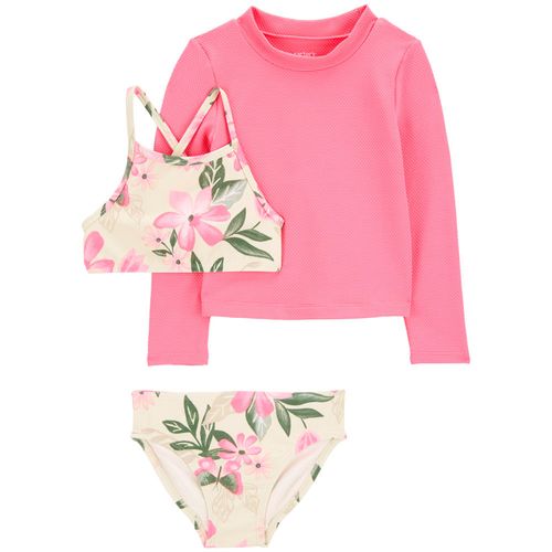 Traje de baño de 3 piezas multicolor estampado para bebé niña