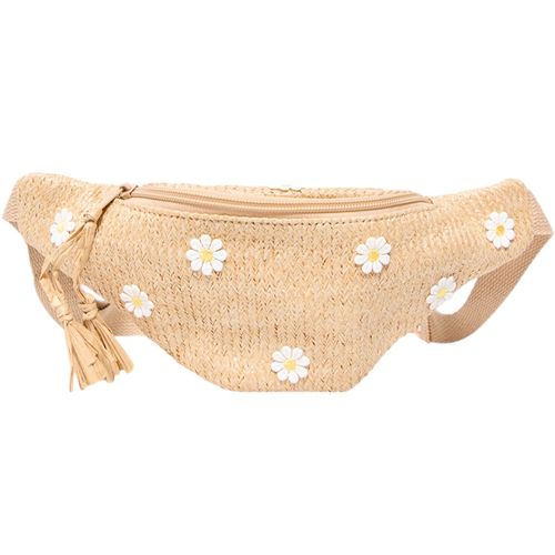 Cangurera beige con flores para niña