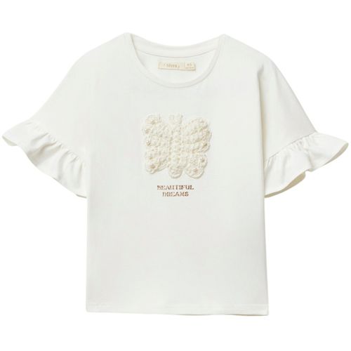 Blusa blanca con bordado para niña